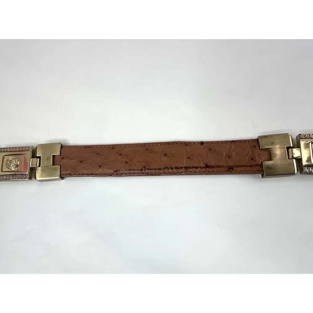 Marco Colluccii Brown Leather Greek Glam Western Cowgirl Gold Hardware Size 32